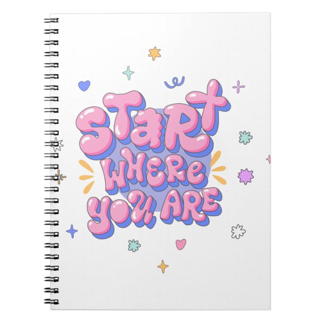 Colorful Bubble Letter Quote Notebook (Front)