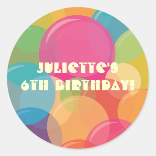 Colorful Bubble Party Birthday Favor Stickers