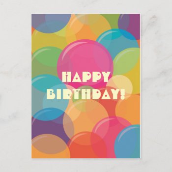 Colorful Bubble Party Birthday Greeting Postcard by youreinvited at Zazzle