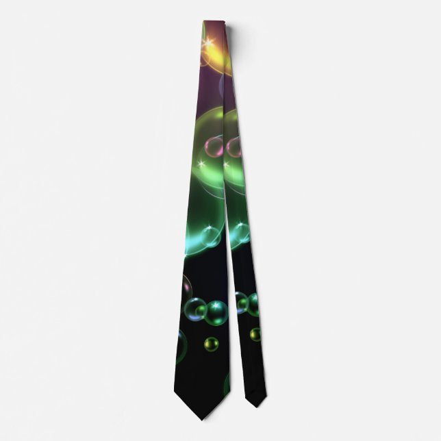 colorful bubble pattern on black neck tie (Front)