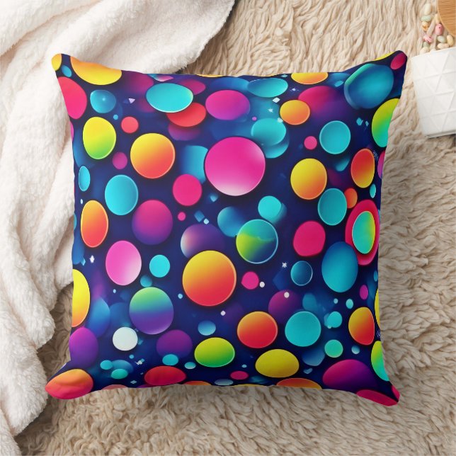 Colorful Bubble Symphony Throw Pillow (Blanket)