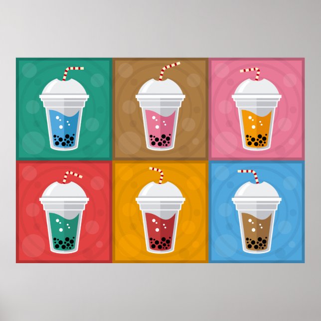 Colorful Bubble Tea 6 Pack Poster (Front)