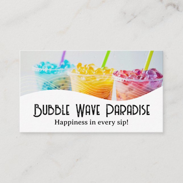 Colorful Bubble Tea Drinks Business Card (Front)