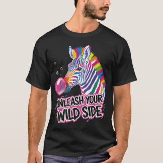 Colorful Bubblegum Zebra Funny Animal T-Shirt
