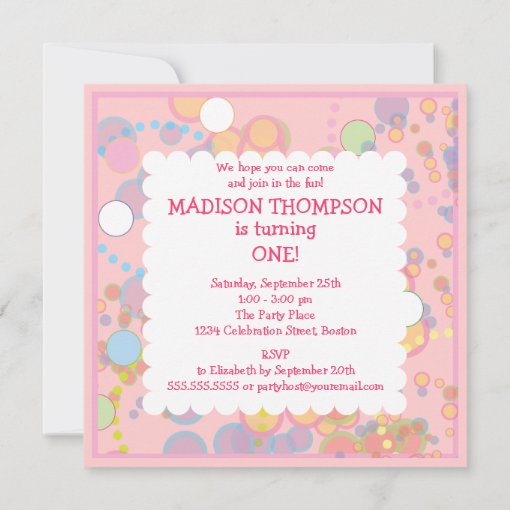 Colorful Bubbles 1st Birthday Party Invitation Zazzle