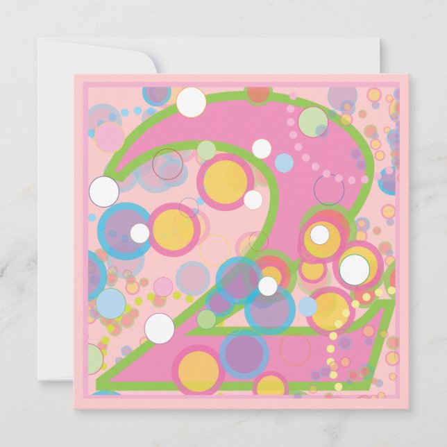 Colorful Bubbles 2nd Birthday Party Invitation (Front)