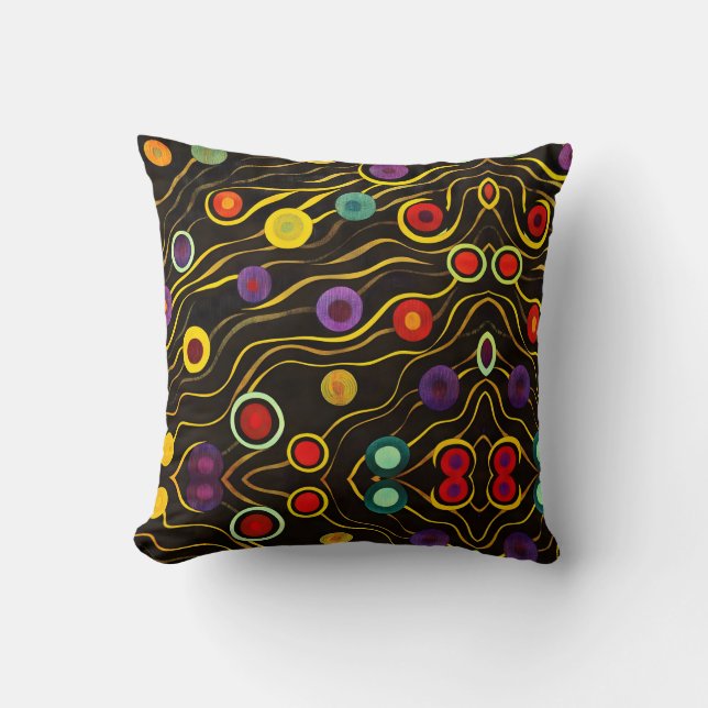 Colorful bubbles and lines throw pillow (Front)