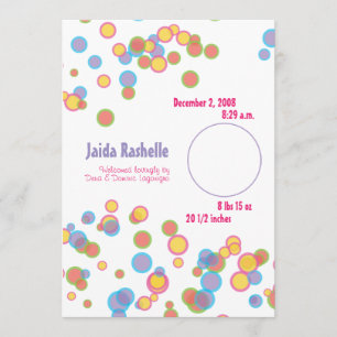 Colorful Bubbles Birth Announcement