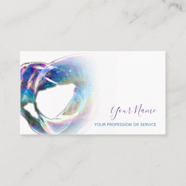 Colorful bubbles birthday planner and party business card (Front)