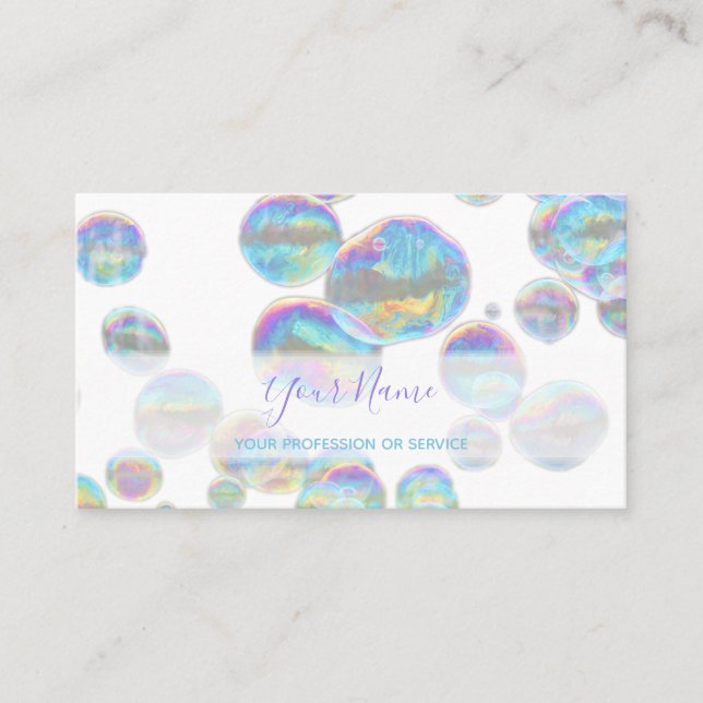 Colorful bubbles birthday planner and party business card (Front)