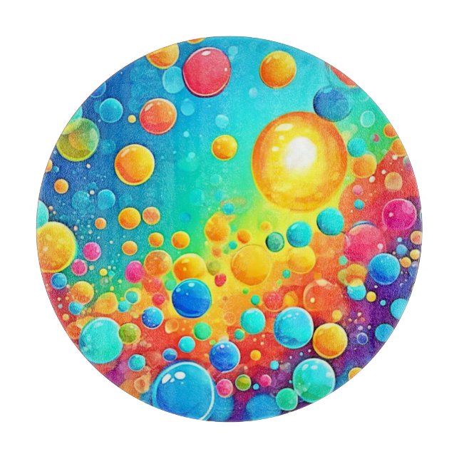 Colorful Bubbles Floating Art Cutting Board (Front)