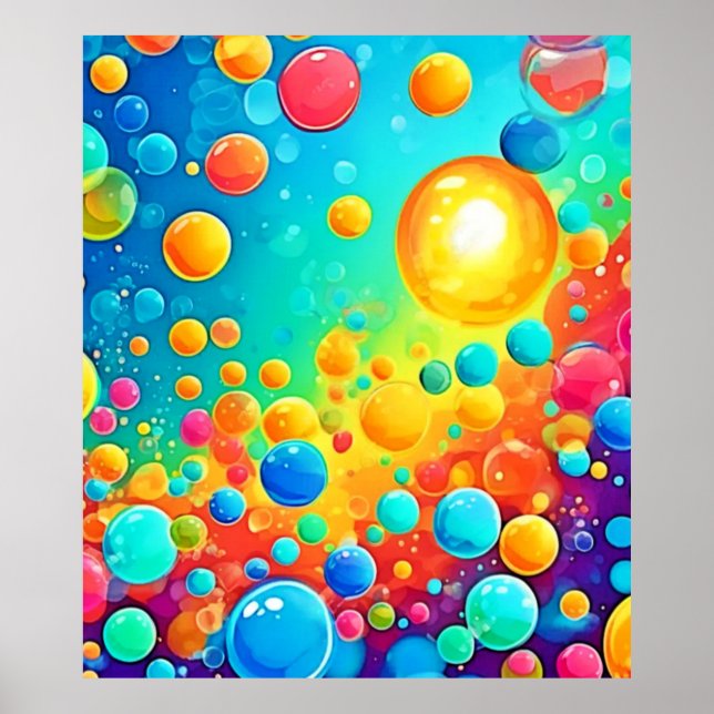 Colorful Bubbles Floating Art Poster (Front)