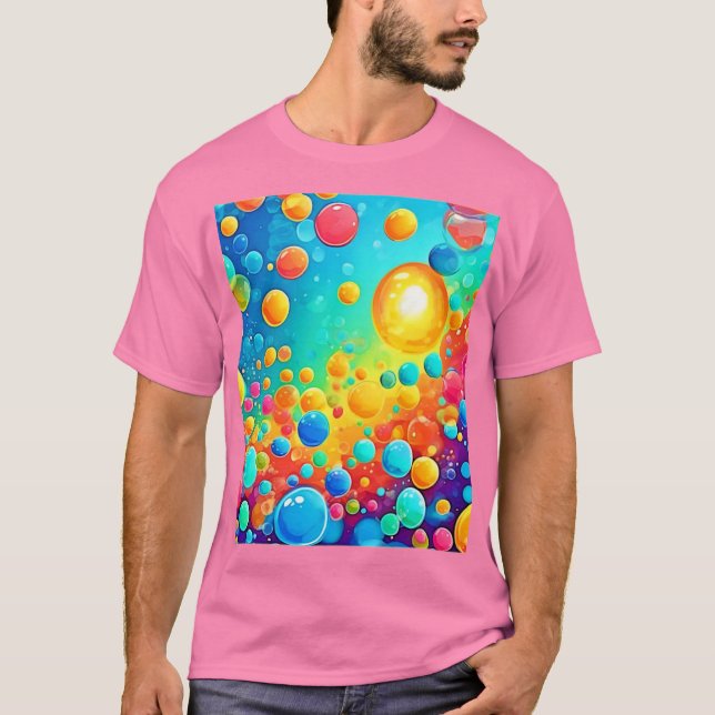 Colorful Bubbles Floating Art T-Shirt (Front)