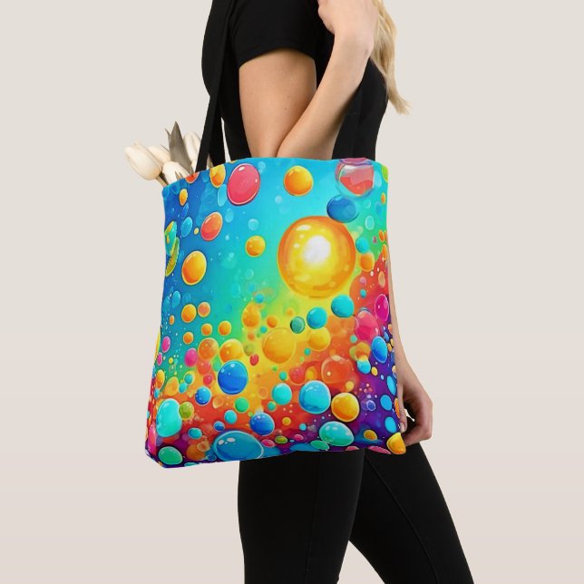 Colorful Bubbles Floating Art Tote Bag (Close Up)