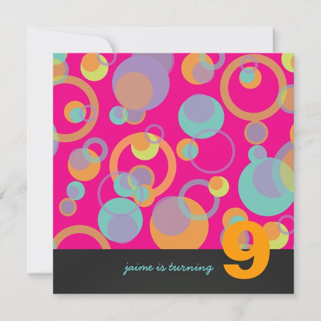Colorful Bubbles for Birthday Party Invitation (Front)