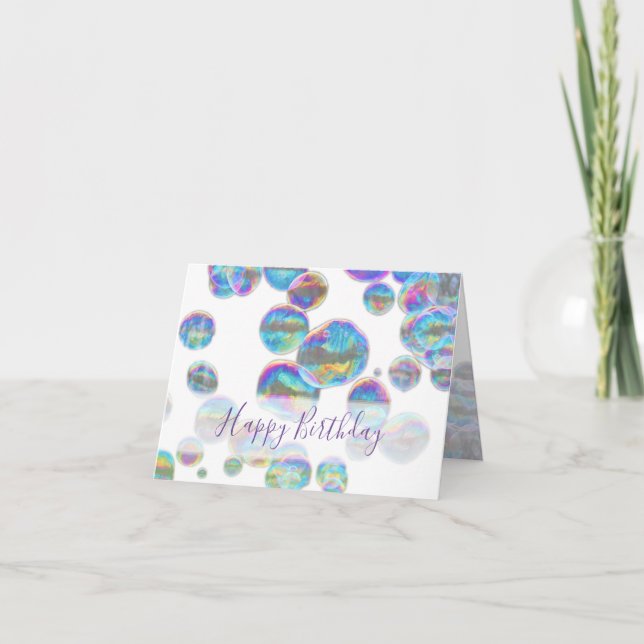 Colorful bubbles happy birthday greeting card (Front)