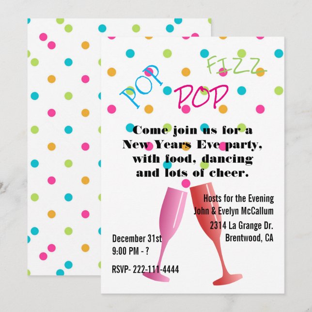 Colorful Bubbles New Years Eve Party Invitation (Front/Back)