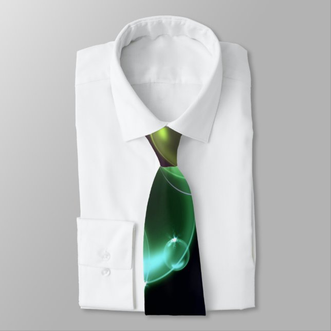 Colorful Bubbles On Black Neck Tie (Tied)