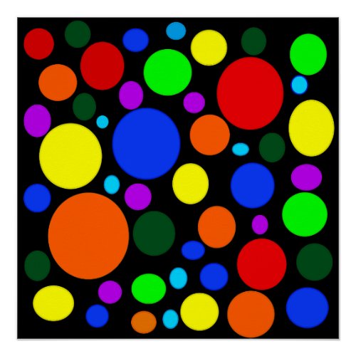 Colorful bubbles on black poster