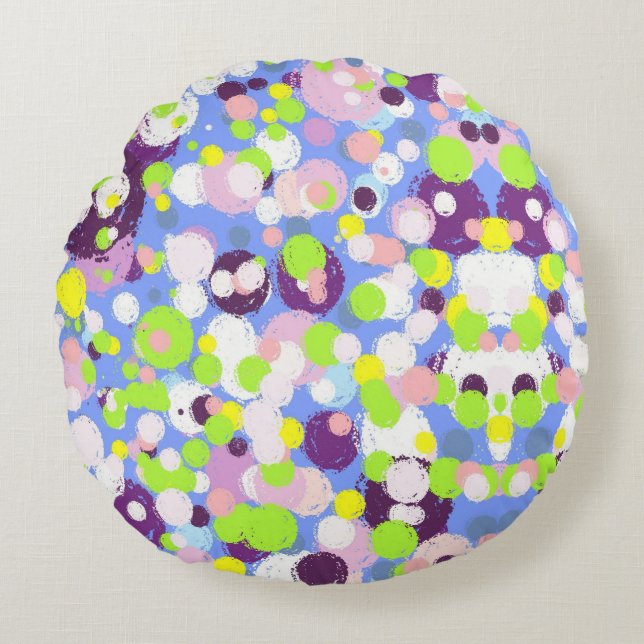 Colorful bubbles round pillow (Front)