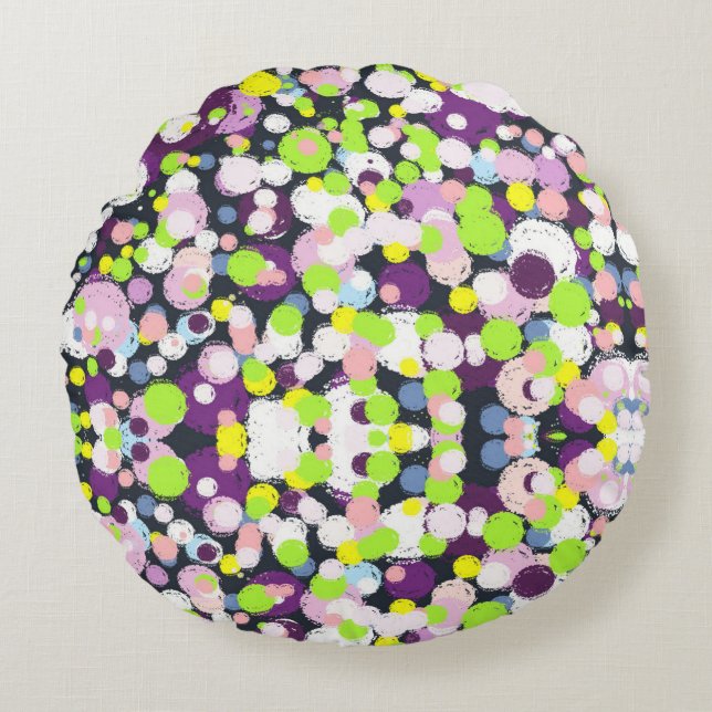 Colorful bubbles round pillow (Front)