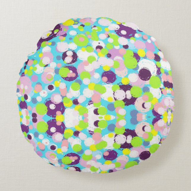 Colorful bubbles round pillow (Front)