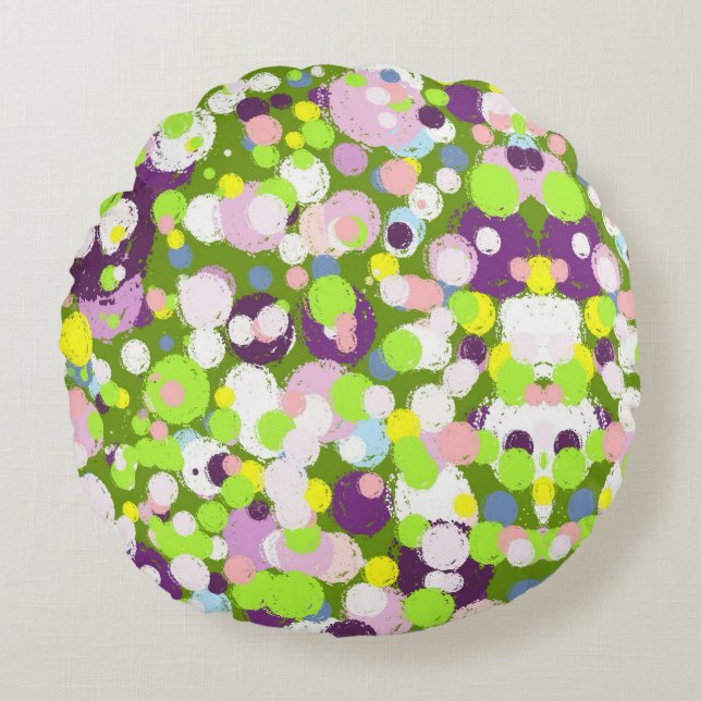 Colorful bubbles round pillow (Front)