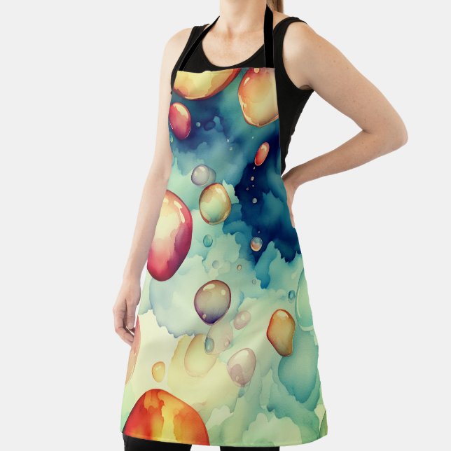 Colorful Bubbles Watercolor Art  Apron (Insitu)