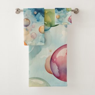 Colorful Bubbles Watercolor Art 