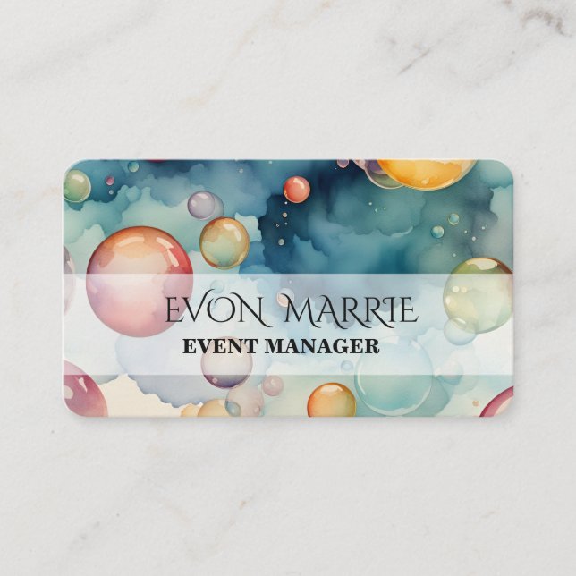Colorful Bubbles Watercolor Art  Business Card (Front)