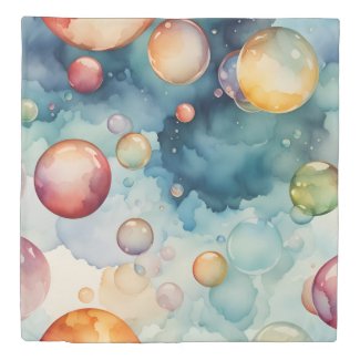 Colorful Bubbles Watercolor Art 