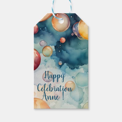 Colorful Bubbles Watercolor Art  Gift Tags