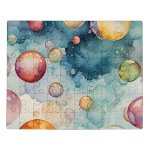 Colorful Bubbles Watercolor Art Jigsaw Puzzle