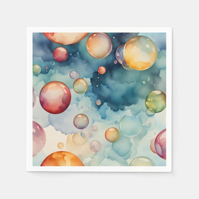 Colorful Bubbles Watercolor Art  Napkins (Front)