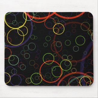Colorful Bubbles: Yellow Green Red Purple Rings mousepad