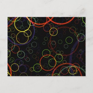 Colorful Bubbles: Yellow Green Red Purple Rings postcard