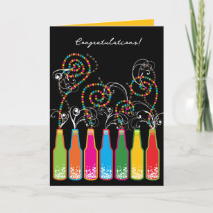 Colorful Bubbly Bottles And Swirls Congratulations Card