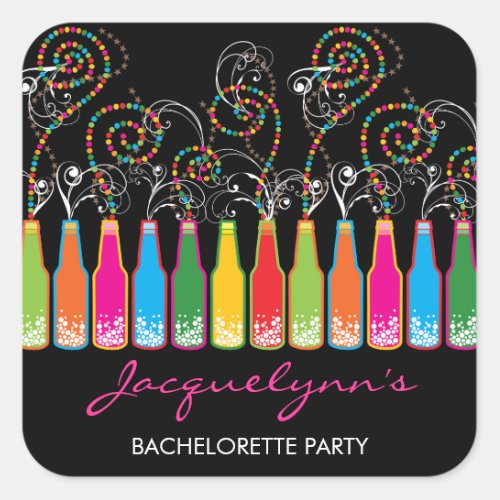 Colorful Bubbly Celebration Wedding Party Sticker