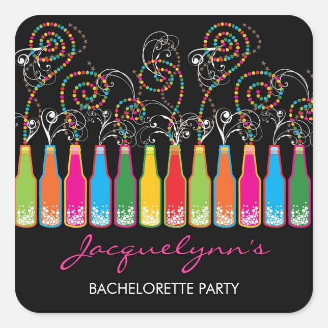 Colorful Bubbly Celebration Wedding Party Sticker (Front)