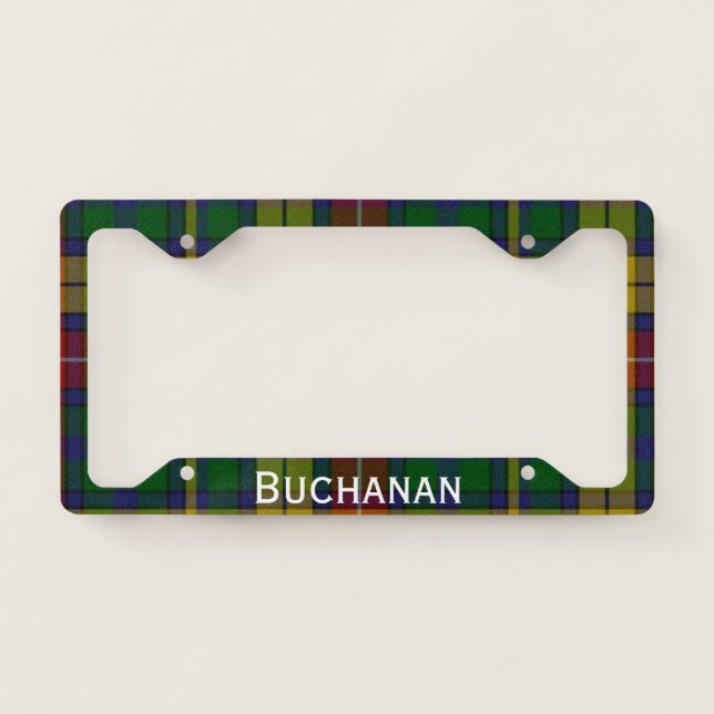Colorful Buchanan Plaid License Plate Frame (Front)