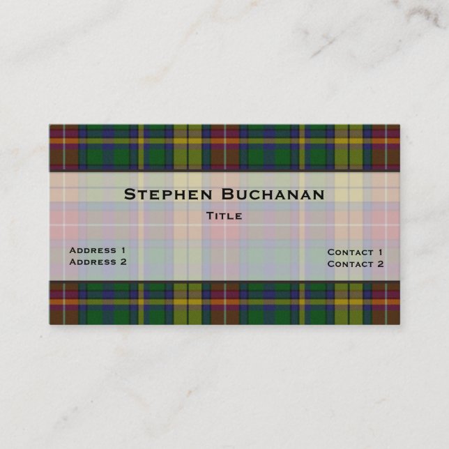 Colorful Buchanan Tartan Plaid Custom Business Card (Front)