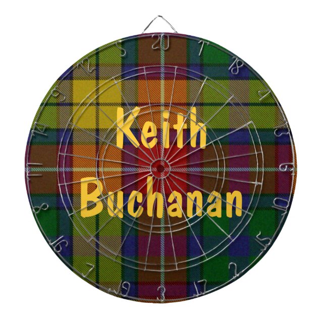 Colorful Buchanan Tartan Plaid Dart Board (Front)