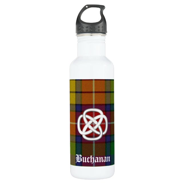 Colorful Buchanan Tartan Plaid Water Bottle (Front)