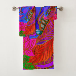 Colorful Buddha Bathroom Towel Set, Buddha Decor