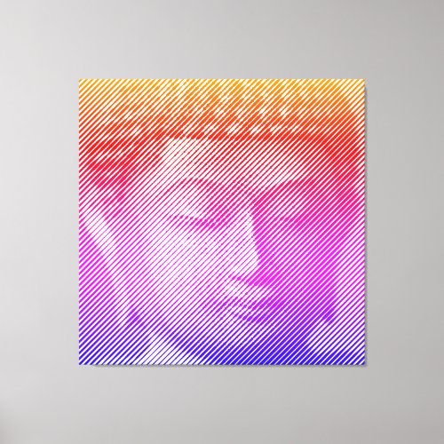 Colorful Buddha Face Statue Formed By Lines Canvas Print