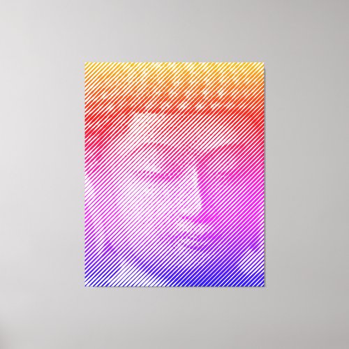Colorful Buddha Face Statue Formed By Lines Canvas Print