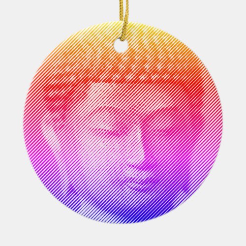 Colorful Buddha Face Statue Formed By Lines Ceramic Ornament
