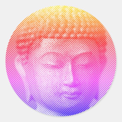 Colorful Buddha Face Statue Formed By Lines  Classic Round Sticker