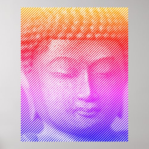 Colorful Buddha Face Statue Formed By Lines Poster