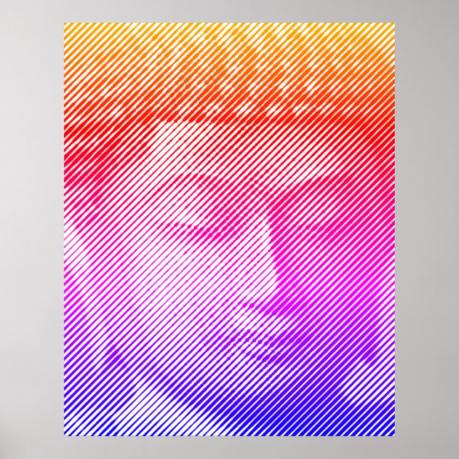 Colorful Buddha Face Statue Formed By Lines Poster (Front)